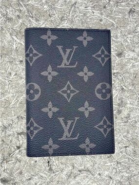 Louis Vuitton LV Black Monogram Leather Passport Cover